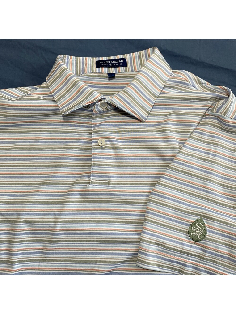 Peter Millar Crown Crafted Multicolor Striped Golf Polo Shirt - Size Large - Picture 3 of 10